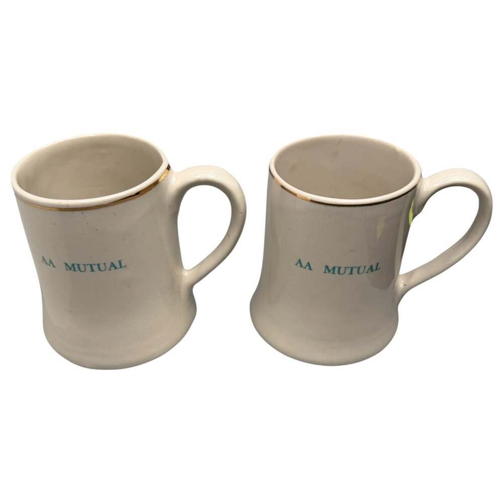 AA Mutual Norbel Potteries Salisbury Rhodesia Advertising Coffee Mugs Set 2 VTG